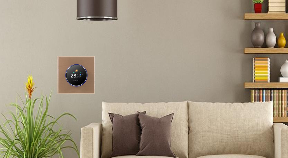Smart thermostat with classic golden color for classic decoration Smart thermostat with classic golden color for classic decoration